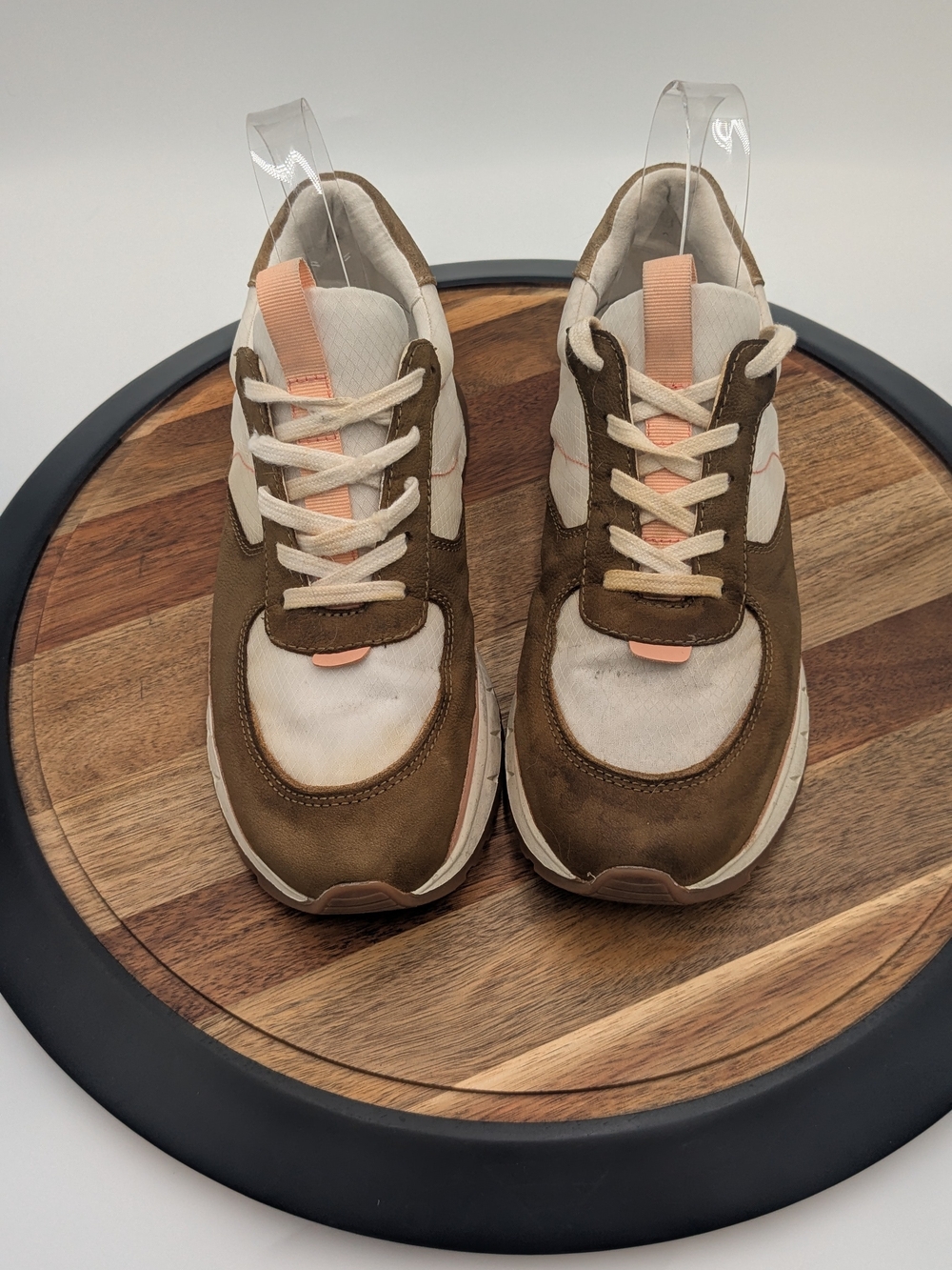 Madewell Brown & Cream Lace-Up Sneakers with Peach Accents